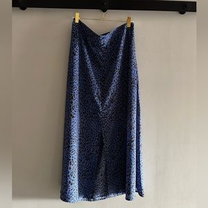 Skies Are Blue Leopard Print Midi Skirt in Blue